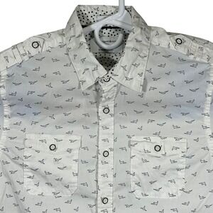 Paper Denim & Cloth Mens Slim Fit Bird Print Short Sleeve Button Down Shirt M